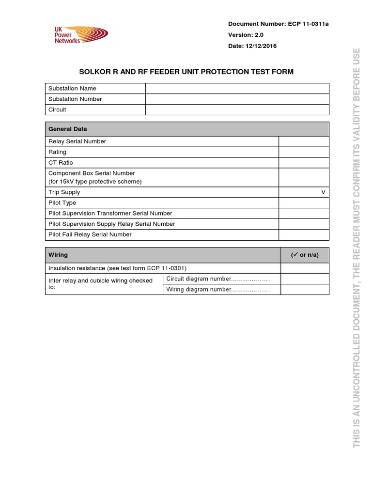 ECP 110311a SOLKOR R and RF Feeder Unit Protection Test Form PDF