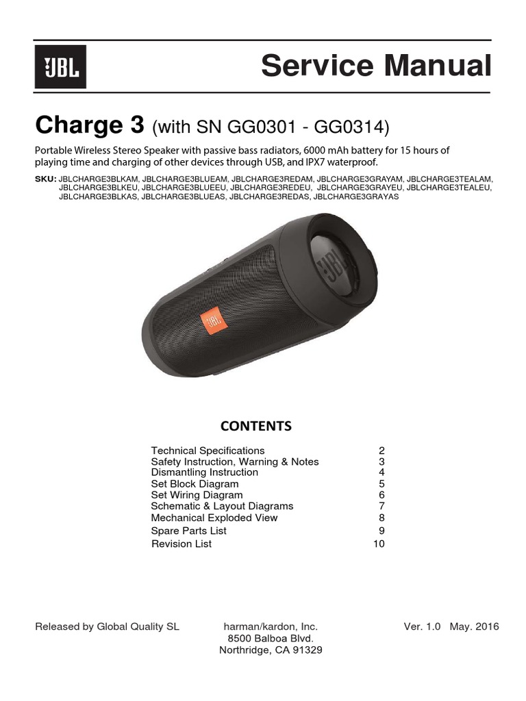 jbl charge 3 blk eu