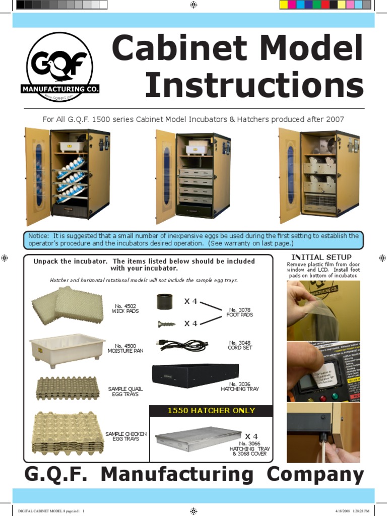 Cabinet Model Instructions G Q F Manufacturing Company Humidity Manufactured Goods