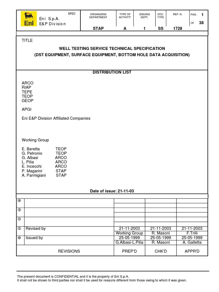 Well Testing Service Specifications | PDF | Valve | Specification ...