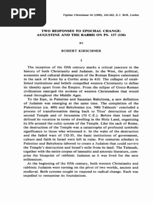Two Responses To Epochal Change Augustine And The Rabbis On Ps 137 Midrash Old Testament