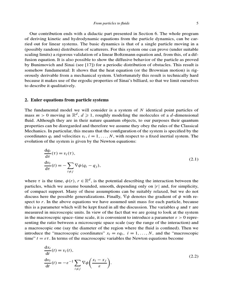 Euler Equations From Particle Systems From Particles To Fluids PDF