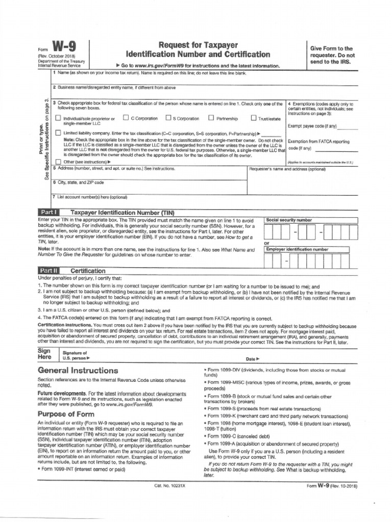IRS Form W9 PDF