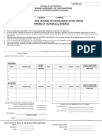 Application For Change of Enrollment (Ace) Form Change of Schedule / Subject