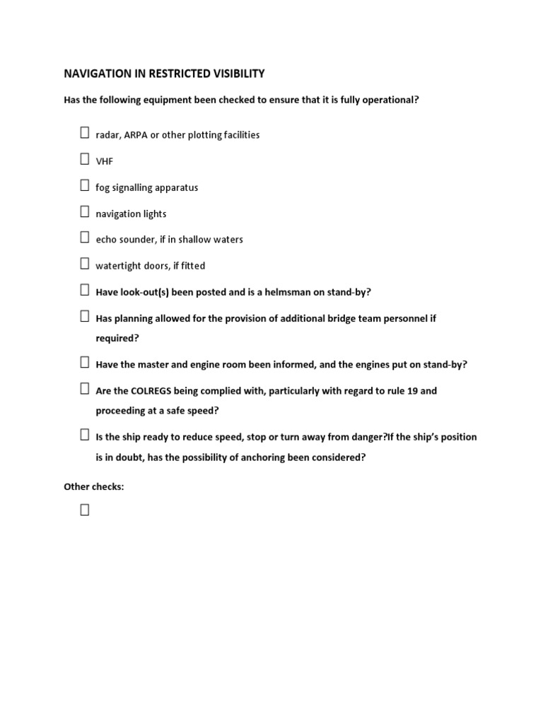 Navigation Checklist for Restricted Visibility | PDF | Business