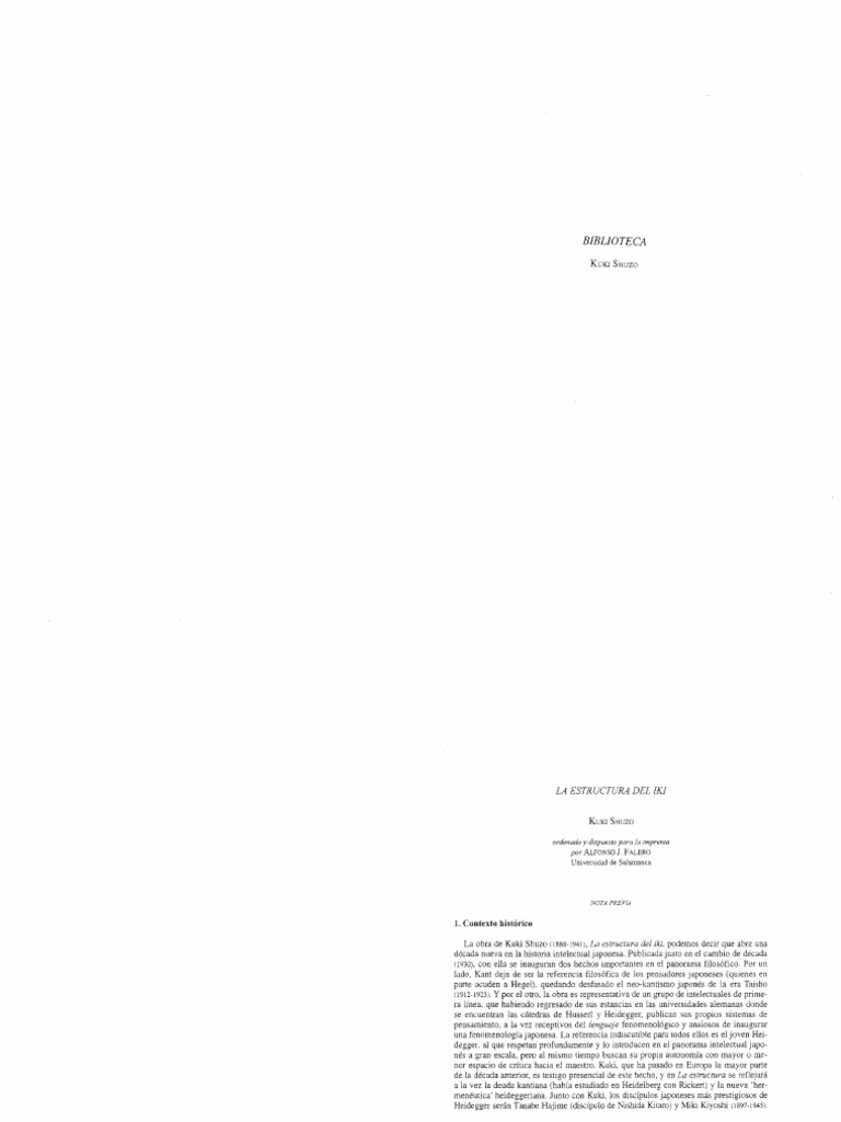 Kuki Shuzō 九鬼周造 La Estructura Del Iki Pdf Martin Heidegger Existencialismo