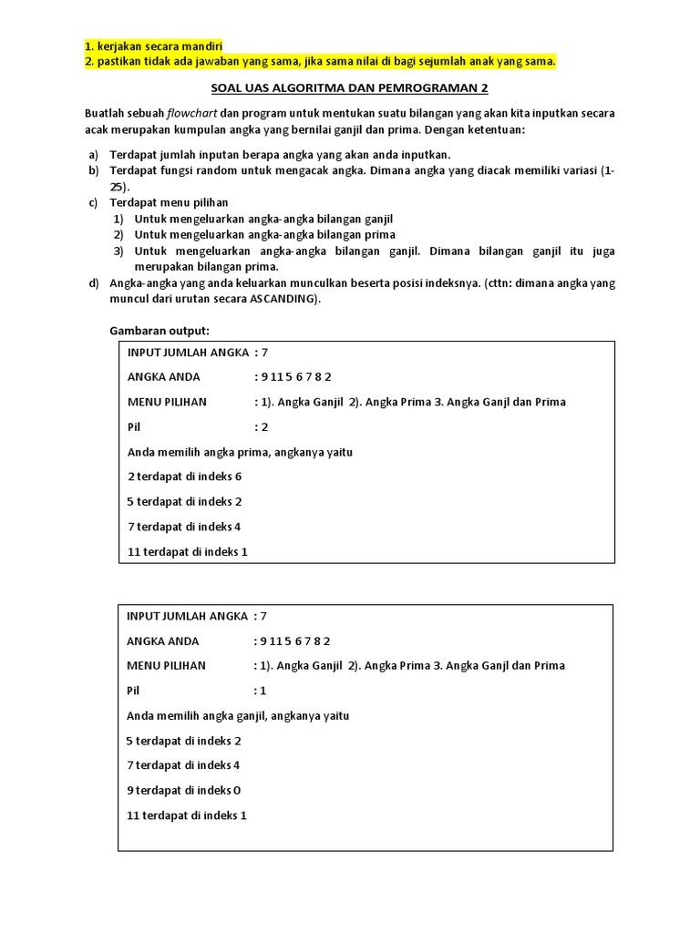 Jawaban Uas Algoritma Dan Pemrograman 2 Praktikum 2D 2019 PDF | PDF