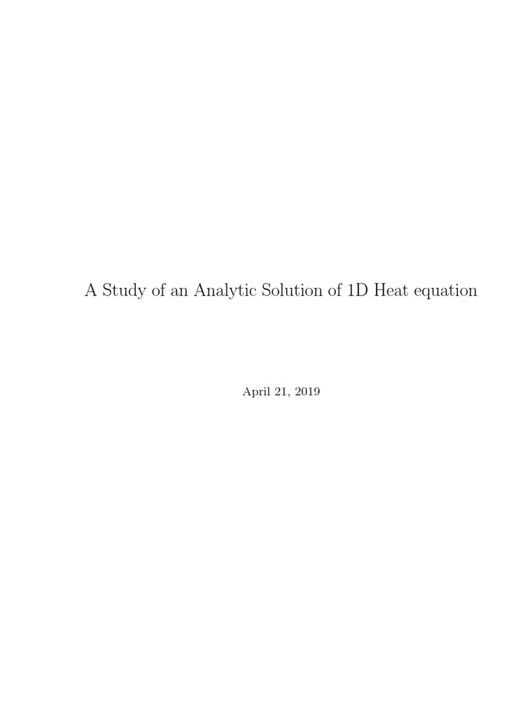 Analytic Solutions of 1D Heat Equation | PDF | Partial Differential ...