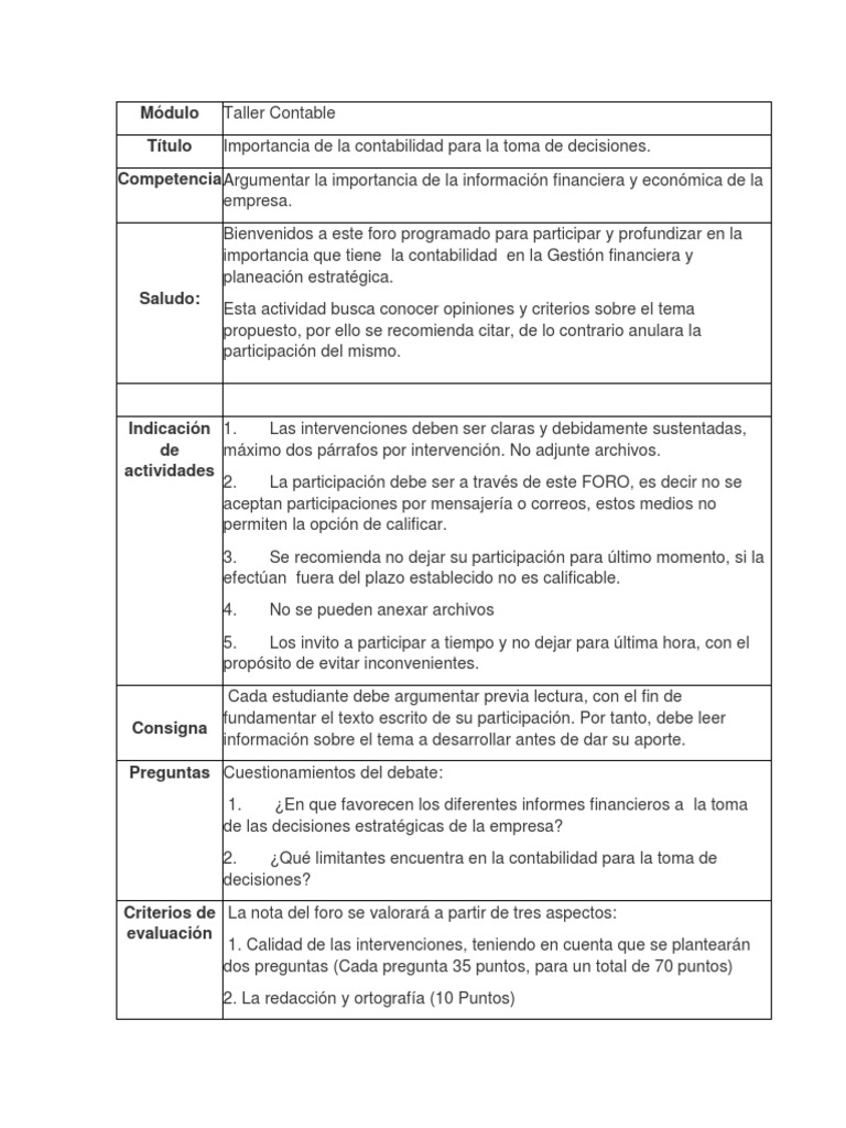 Contabilidad y Toma de Decisiones Empresariales | PDF | Foro de ...