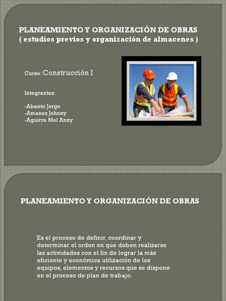 Exposicion Planeamiento y Organizacion de Obra | PDF | Almacén