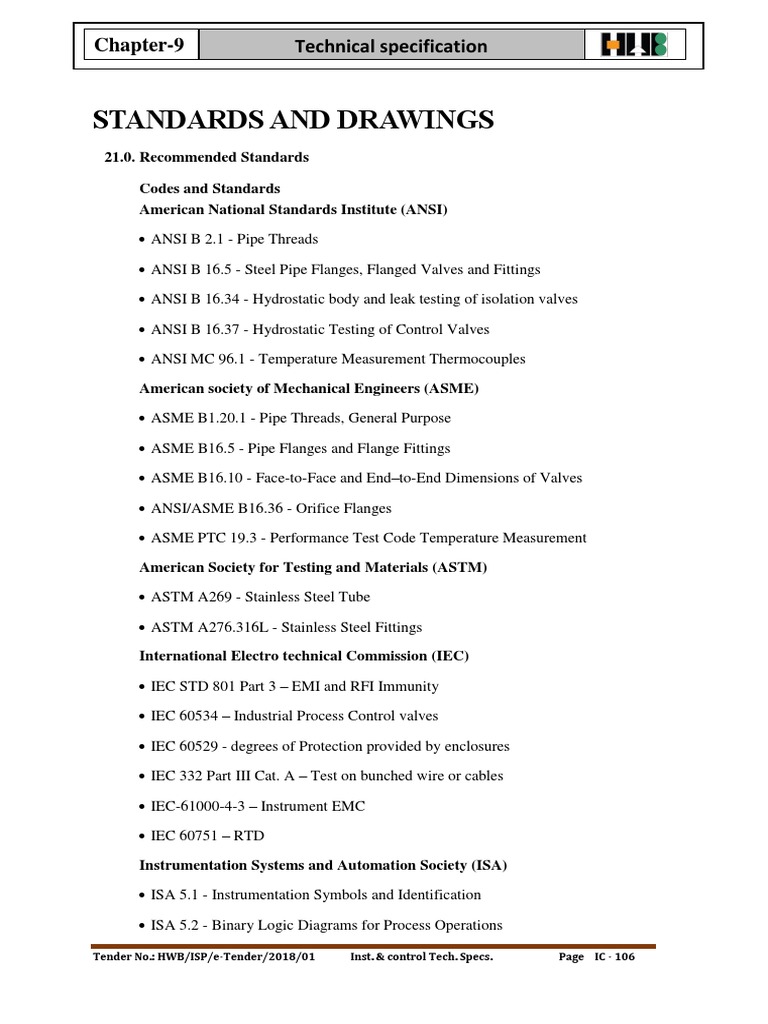Technical Standards for Instrumentation | PDF | Pipe (Fluid Conveyance ...