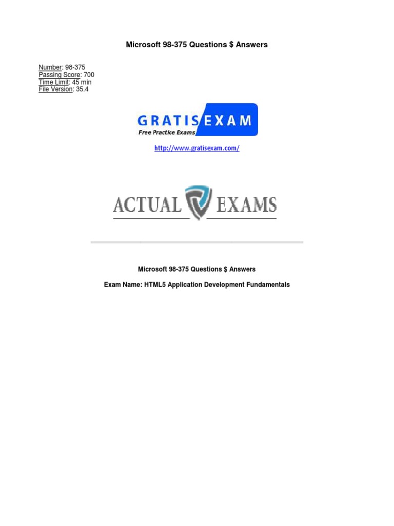 Microsoft 98-375 Exam Questions & Answers | PDF | Windows 7 | Computer File