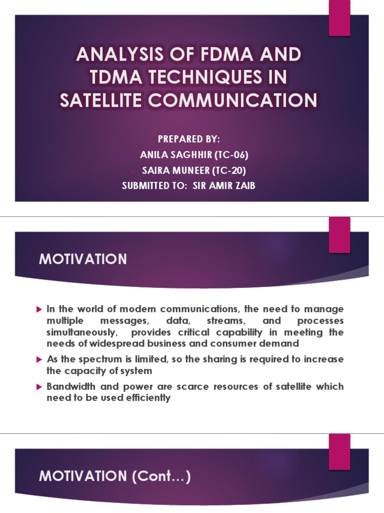 Analysis of Fdma and Tdma Techniques in Satellite PDF Channel