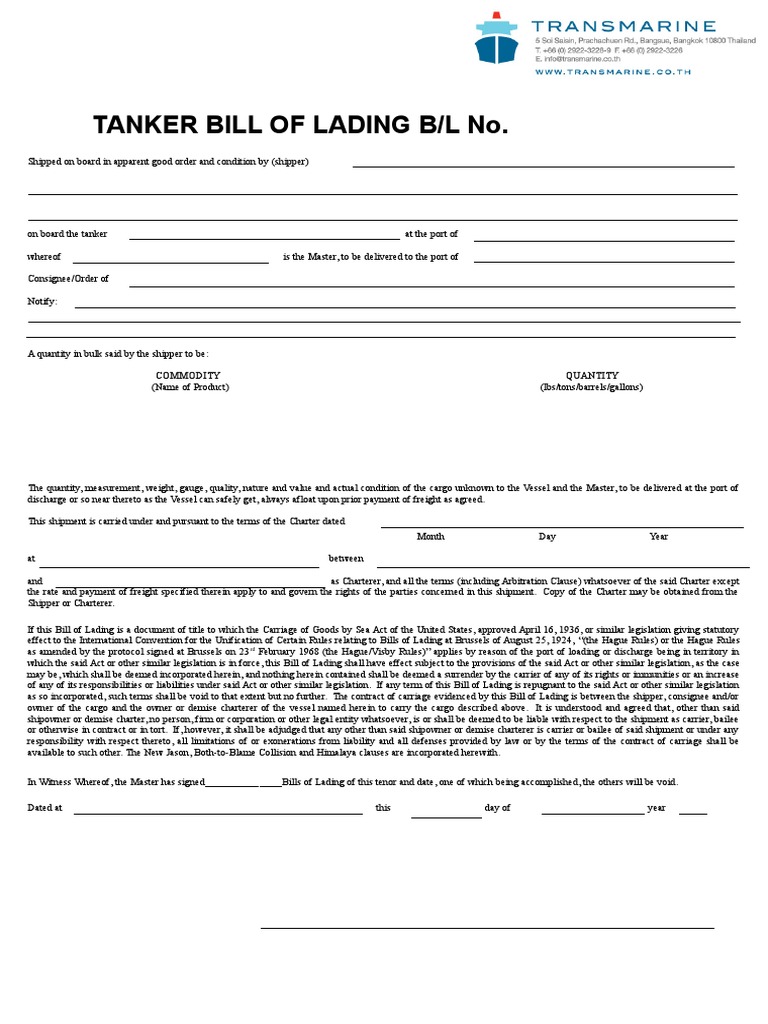 TANKER (1).doc Bill Of Lading Cargo