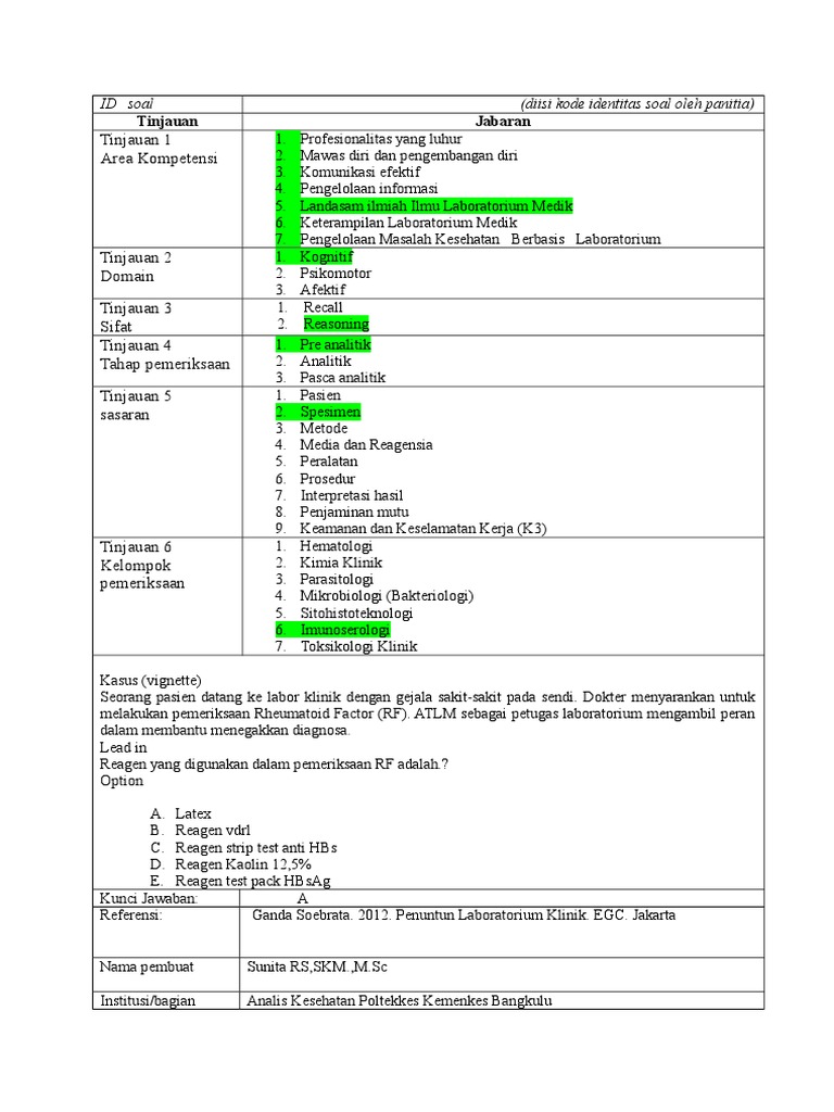 Soal Analis Kesehatan Dan Jawaban Download File Guru