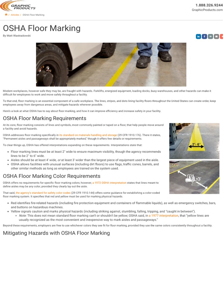 OSHA Floor Marking Graphic Products PDF Occupational Safety And