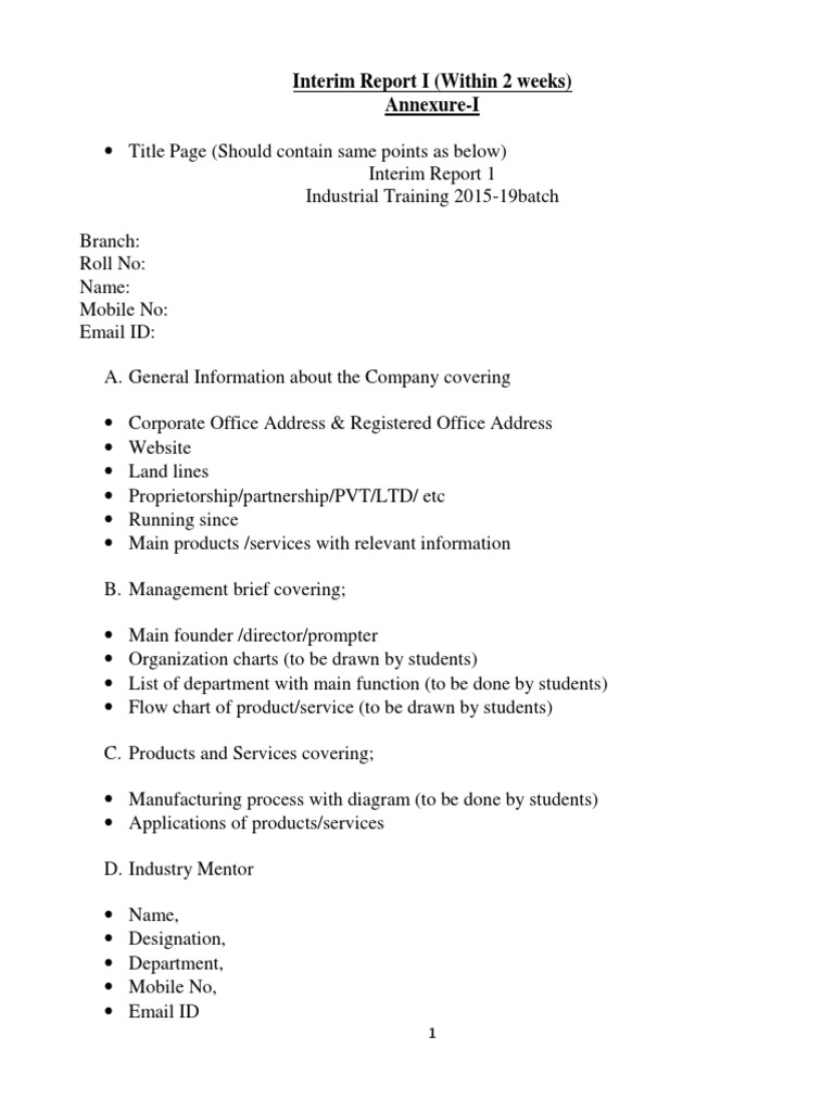 Interim Report I | PDF | Business