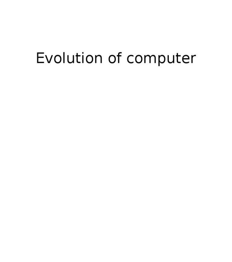 Evolution of Computer | PDF | Games & Activities | Computers