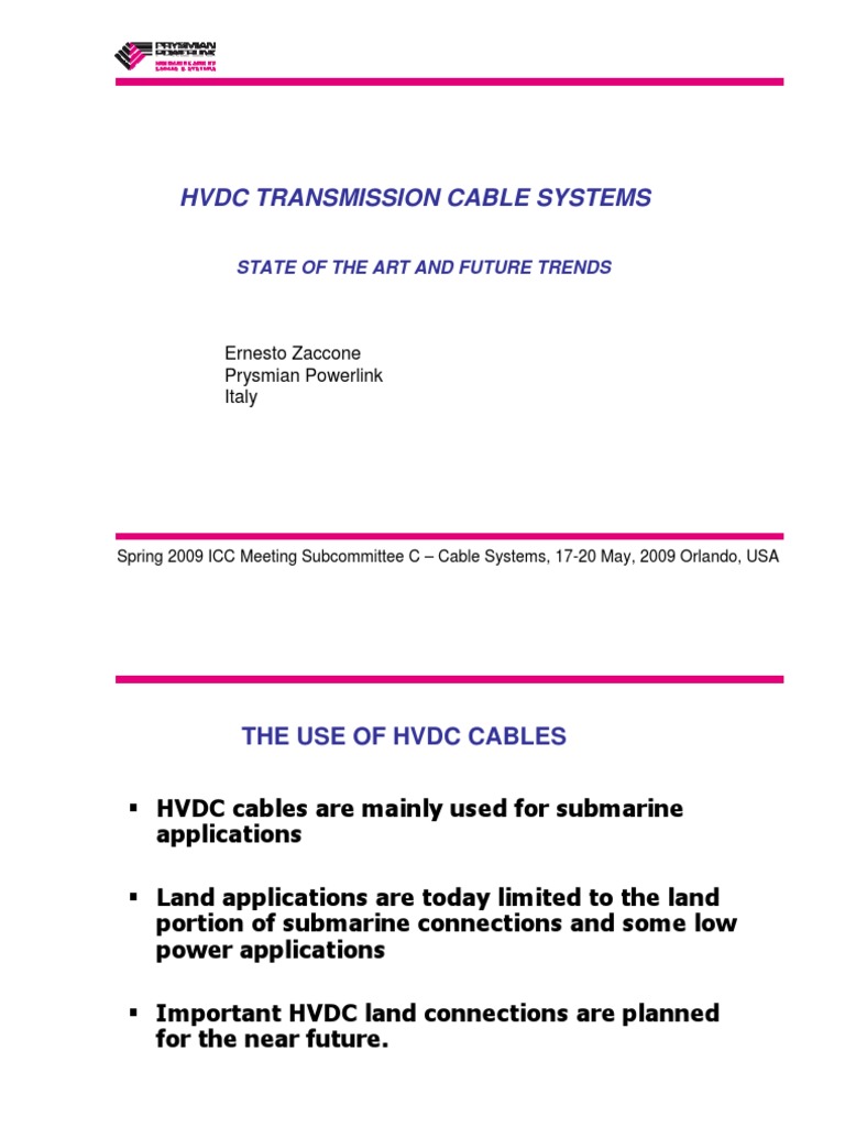 HVDC Cable Systems Overview | PDF | High Voltage Direct Current ...