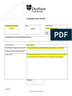 Examination Paper: January Masters Office To Insert