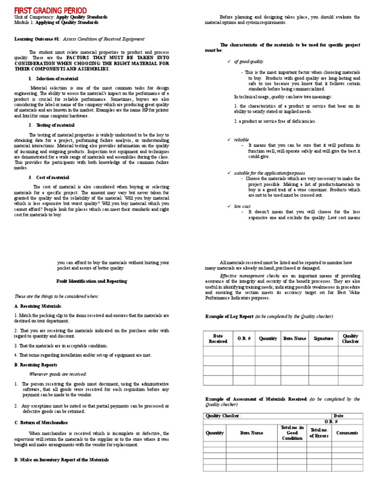 Grade8 Module CSS Major 1ST QUARTER | PDF | Occupational Safety And ...