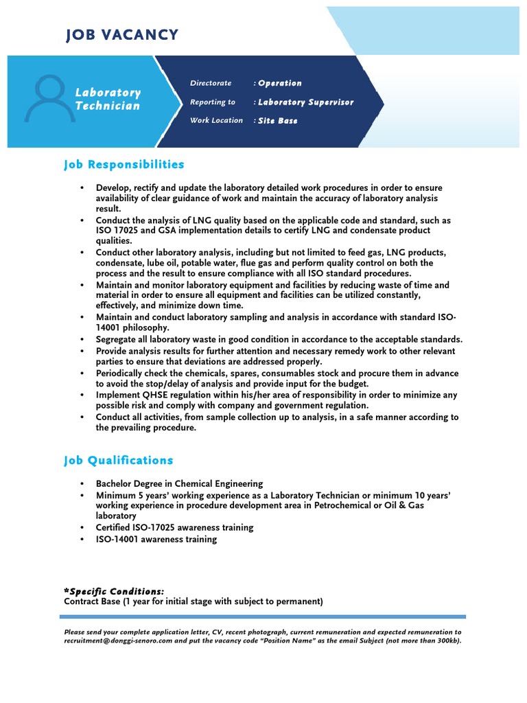 Job Vacancy - Laboratory Technician (Eng) PDF | Download Free PDF ...