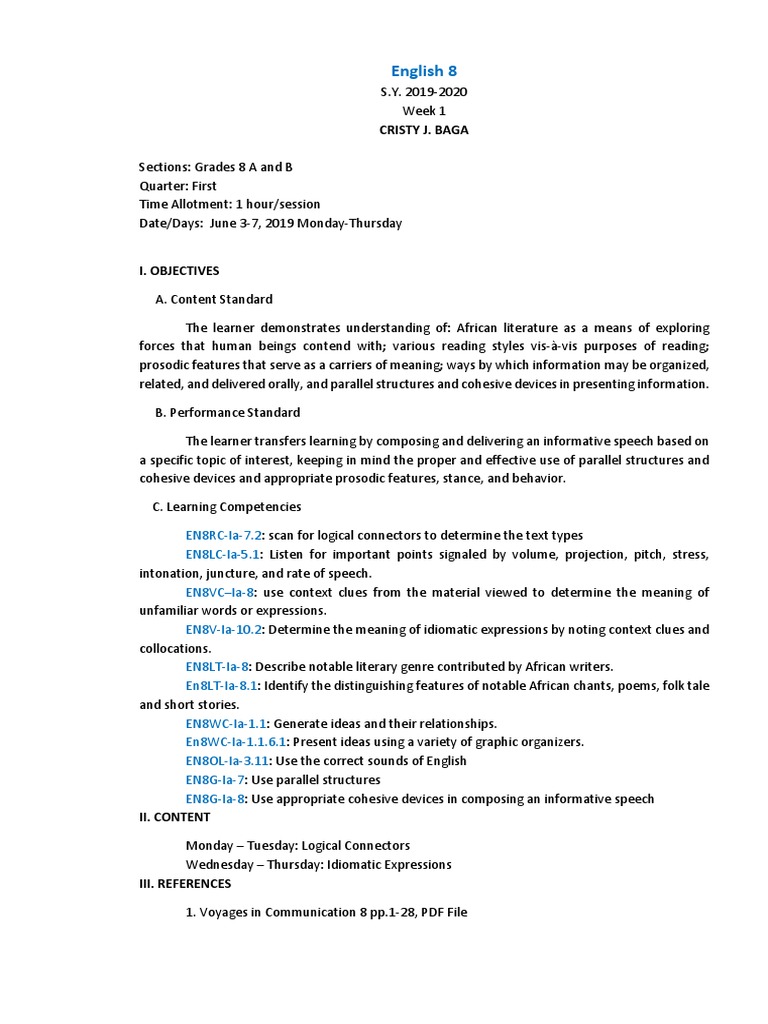 English 8 Learning English Language