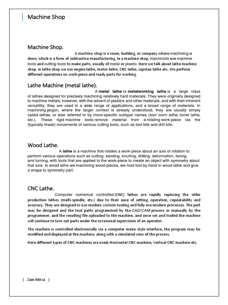 A Comprehensive Guide to Machine Shop Operations and Safety Practices PDF Machining