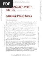 Classical Poetry English Literature Notes PDF