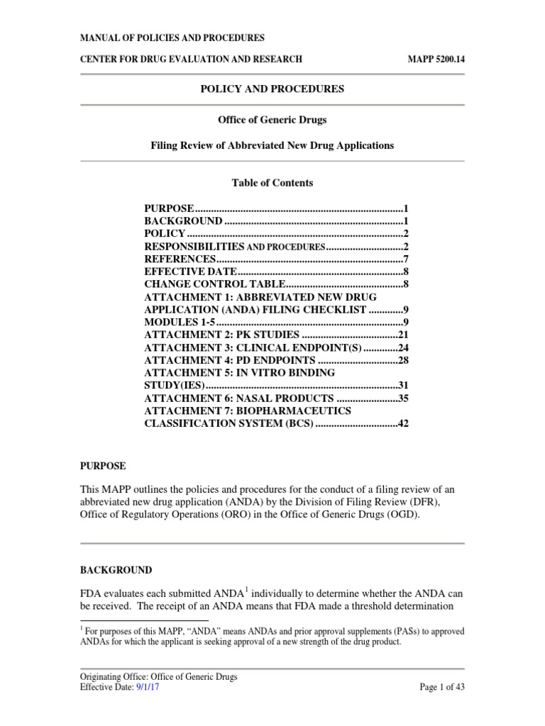 MAPP 5200 14 Filing Checklist 9 1 17 | PDF | Pharmacy | Medicinal Chemistry