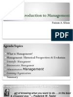 Introduction To Management: Faizan A. Khan