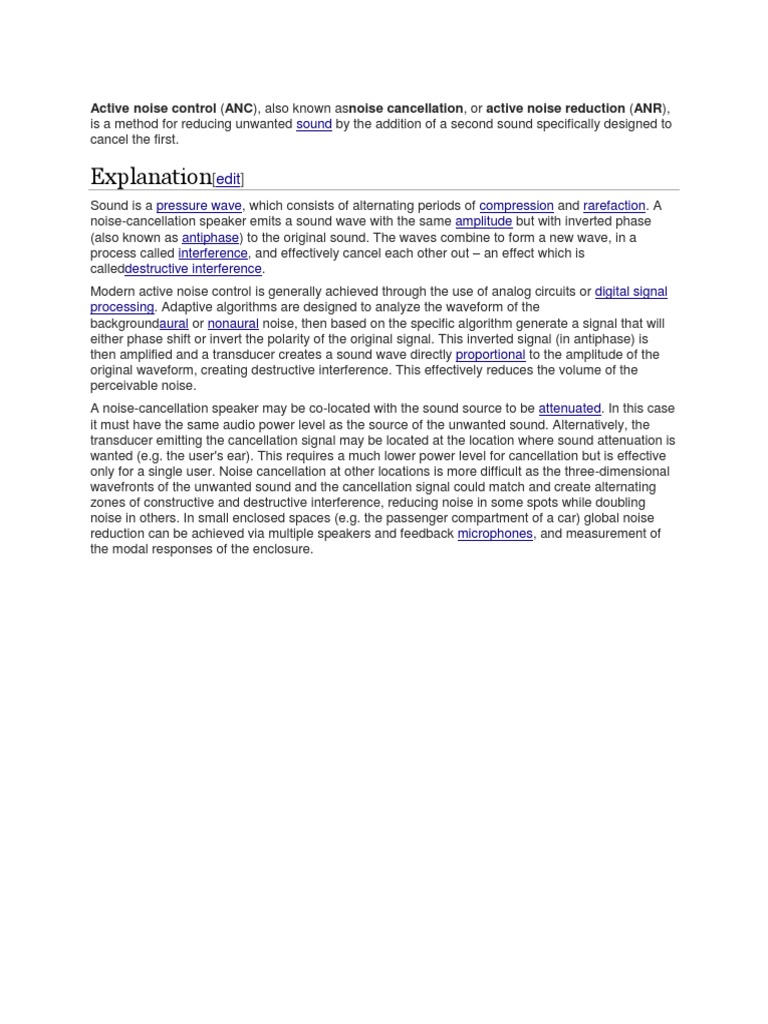 Active Noise Control Explained | PDF | Teaching Methods & Materials ...