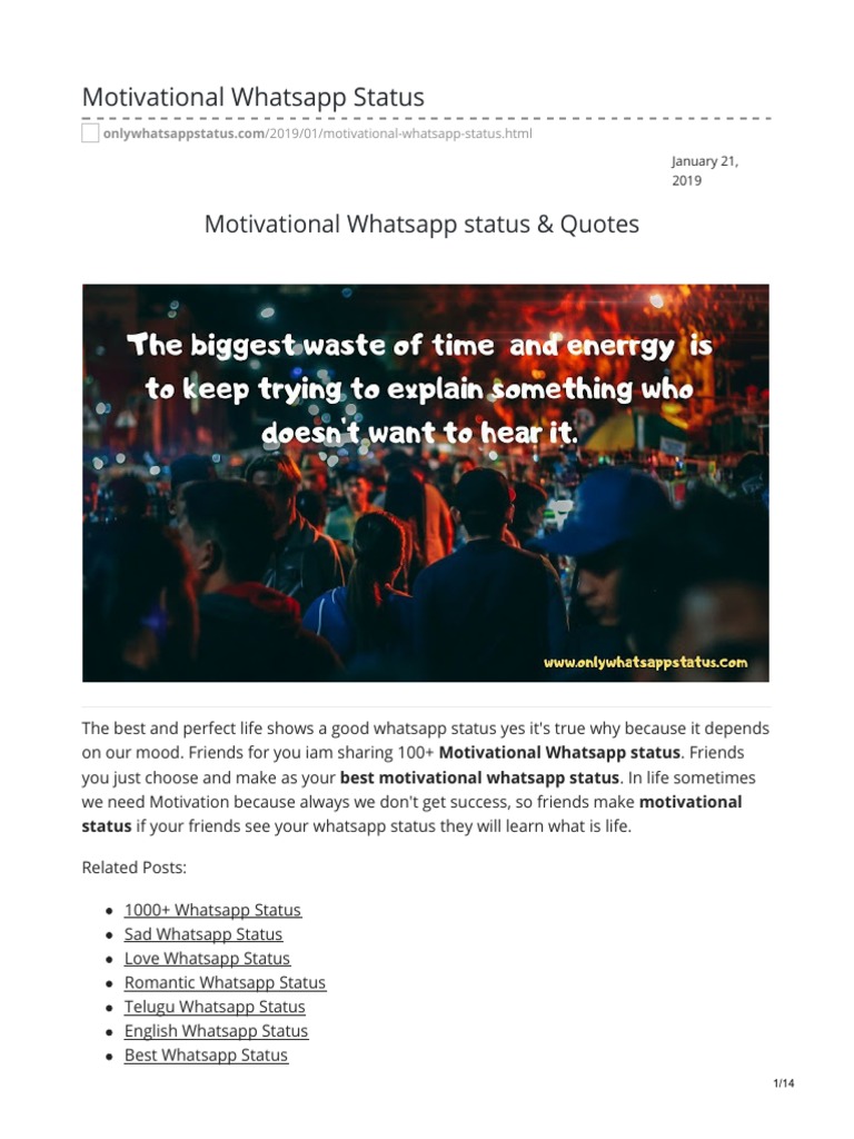 Onlywhatsappstatus Com Motivational Whatsapp Status Motivation