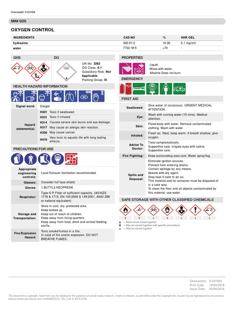Unitor Oxygen Control Toxicity Firefighting