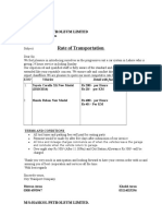 Rate of Transportation: M/S:Haskol Petroleum Limted