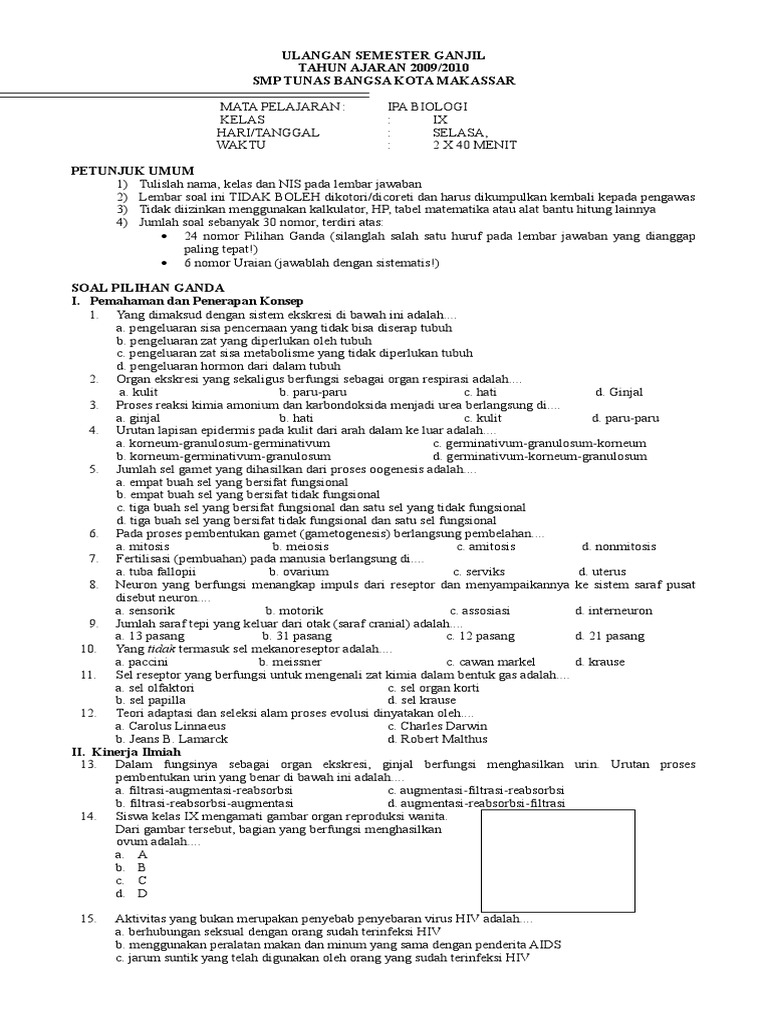 Soal Biologi Kelas 9 Semester 1 Dan Kunci Jawaban - Bacaan Siswa