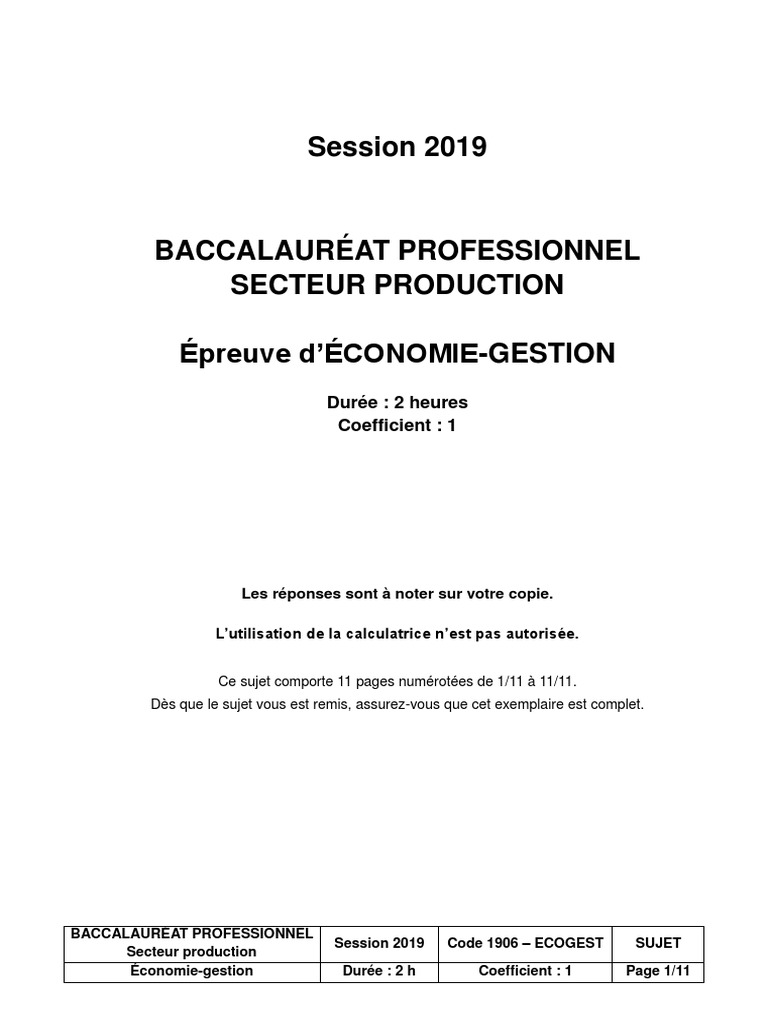 Eco Droit Bac Pro Corrigé Pdf 2022 Bcpeco Gestion Juin 19 | PDF | Réseautage social | Facebook