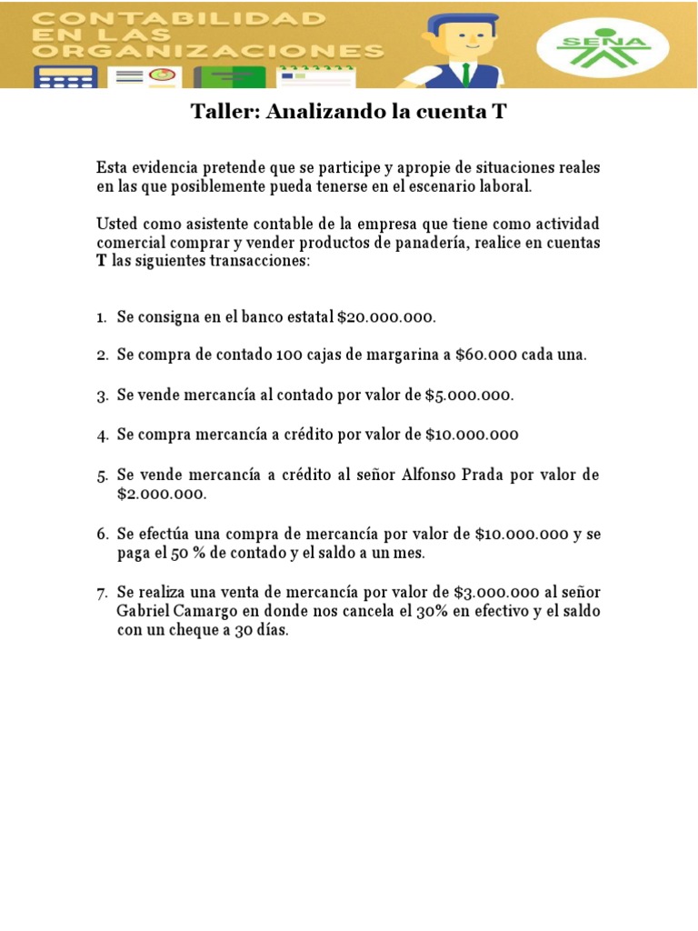 Ejercicios de Cuentas T en Contabilidad | PDF