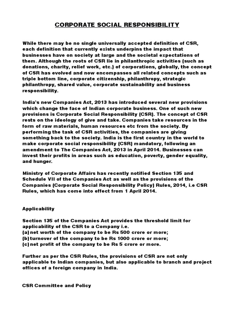 Corporate Social Responsibility | PDF | Corporate Social Responsibility ...