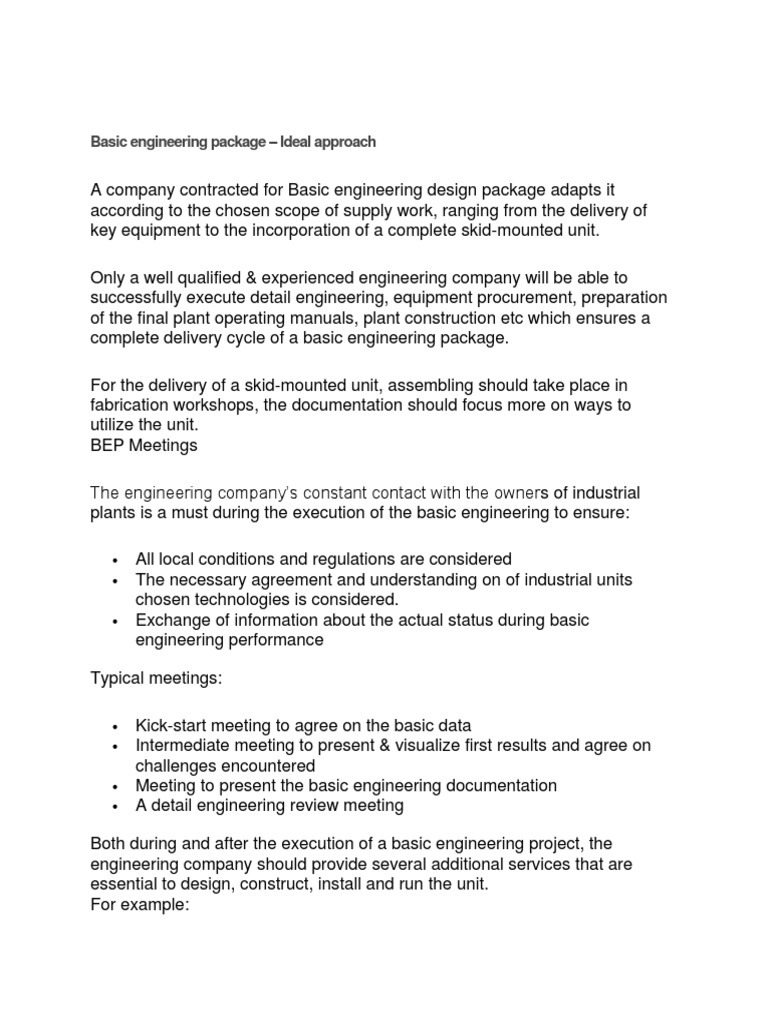 Basic Engineering Package - Ideal Approach | Download Free PDF | Hvac ...