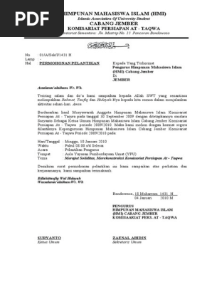 Contoh Surat Pelantikan