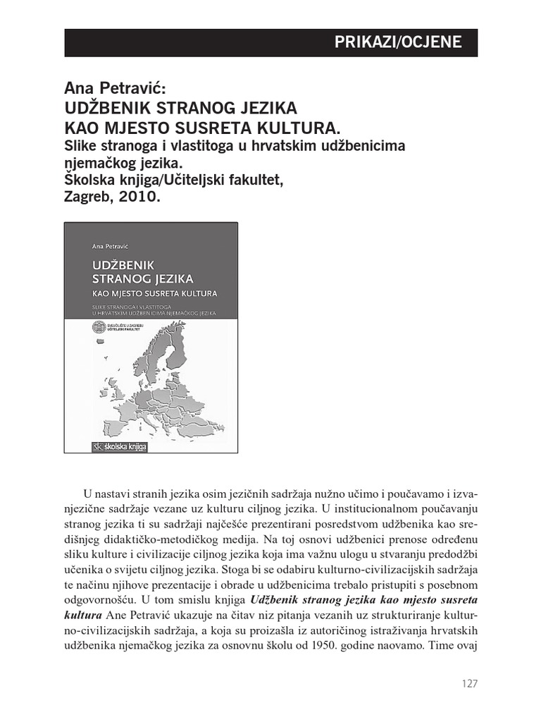 Udzbenik Stranog Jezika Kao Mjesto Susreta Kultura | PDF