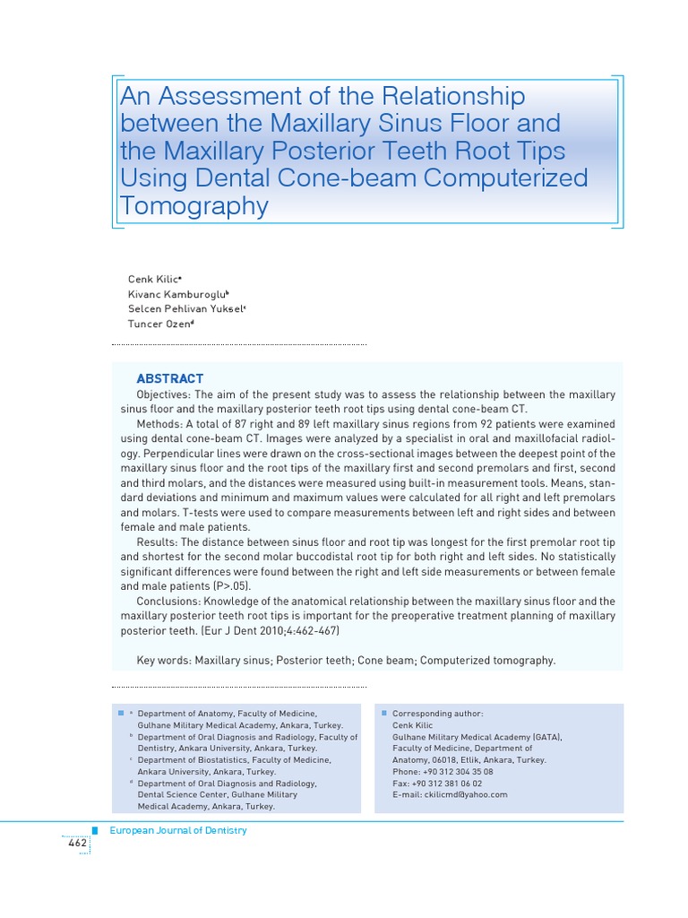 An Assessment of The Relationship Between The Maxillary Sinus Floor and ...