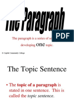 The Paragraph Is A Series of Sentences Developing Topic.: © Capital Community College