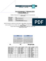 2019 Calendário de Provas EM 2 Bimestre