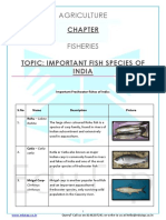 Fisheries - Content Sheet - Important Fish Species of India