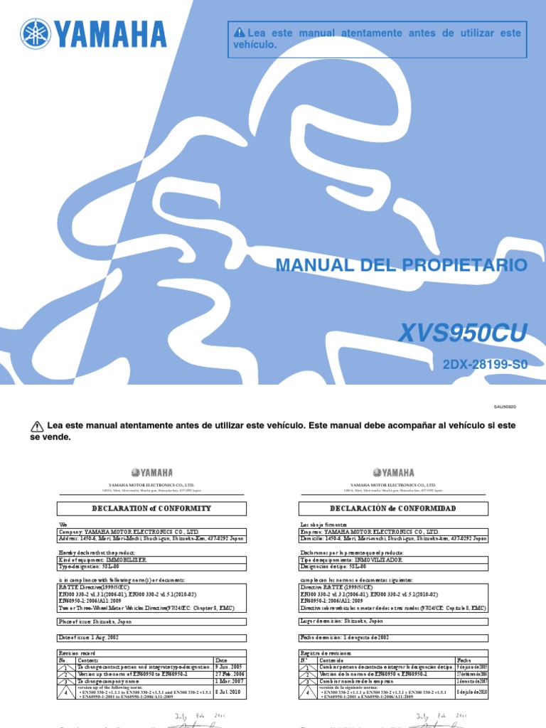 Manual Yamaha Bolt | PDF | Motocicleta | Neumático