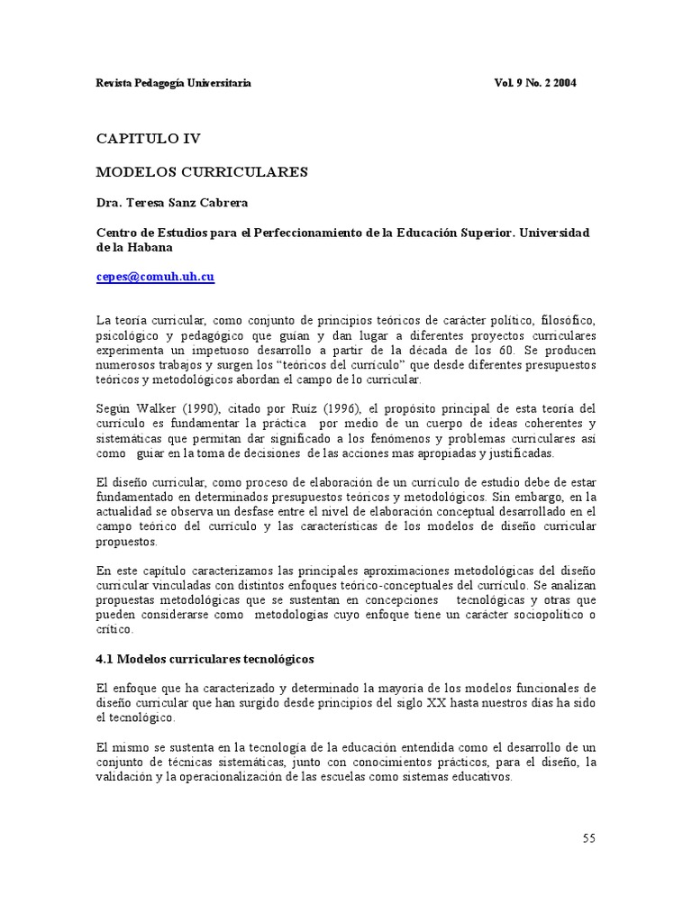 Modelos Curriculares PDF | PDF | Plan de estudios | Maestros