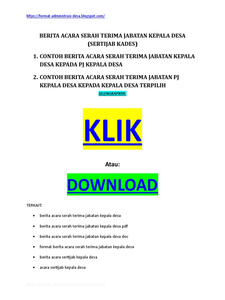 Contoh Surat Berita Acara Serah Terima Jabatan Kepala Sekolah Bagi Contoh Surat