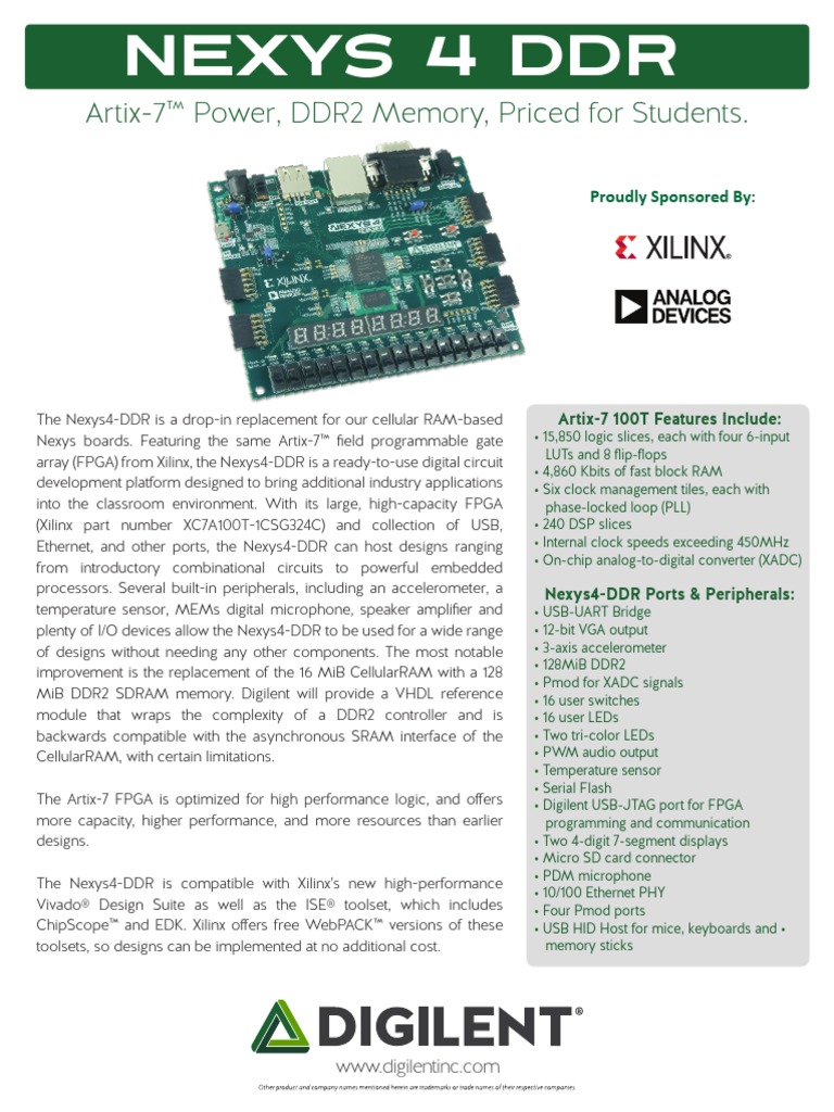 Artix 7 Power Ddr2 Memory Priced For Students Proudly Sponsored By Field Programmable Gate Array Electronic Design
